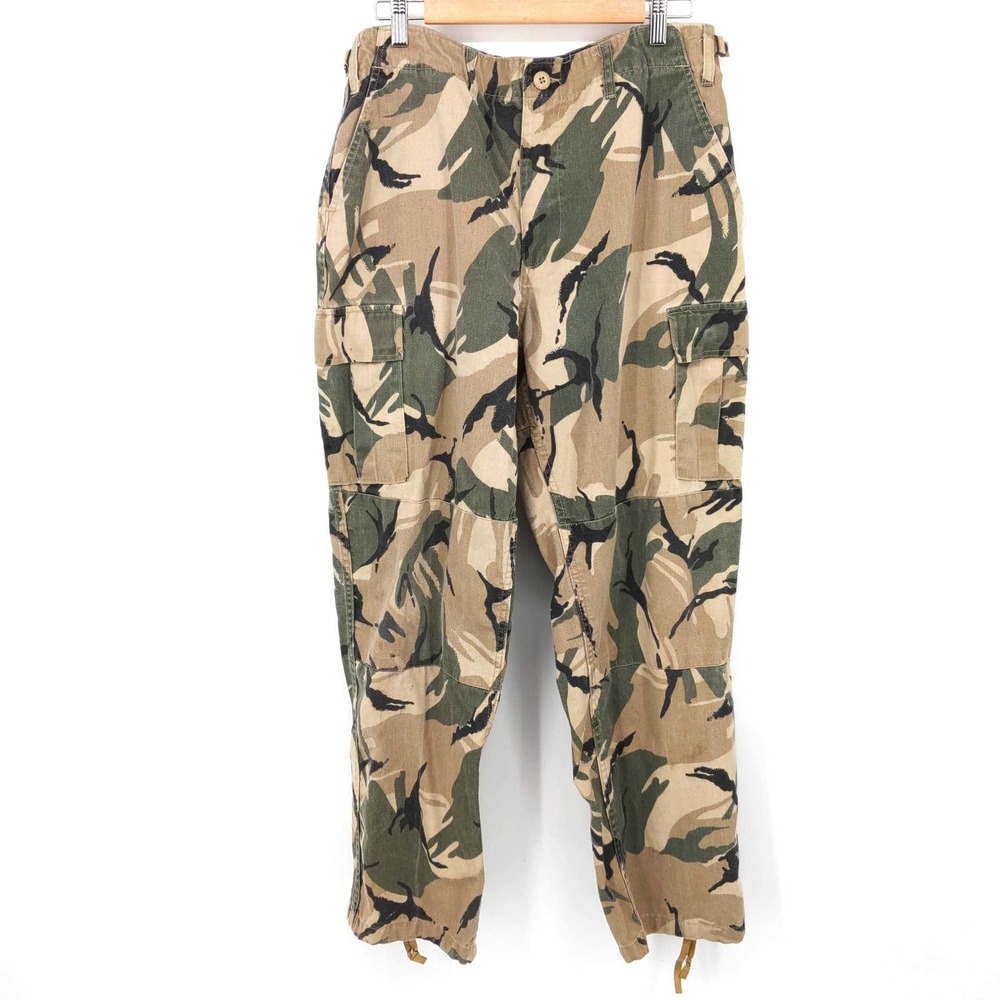 Vintage Camo Army Military Cargo Pants Hunting Fishing Outdoor Khaki Men's L